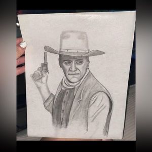 John Wayne portrait completely hand drawn